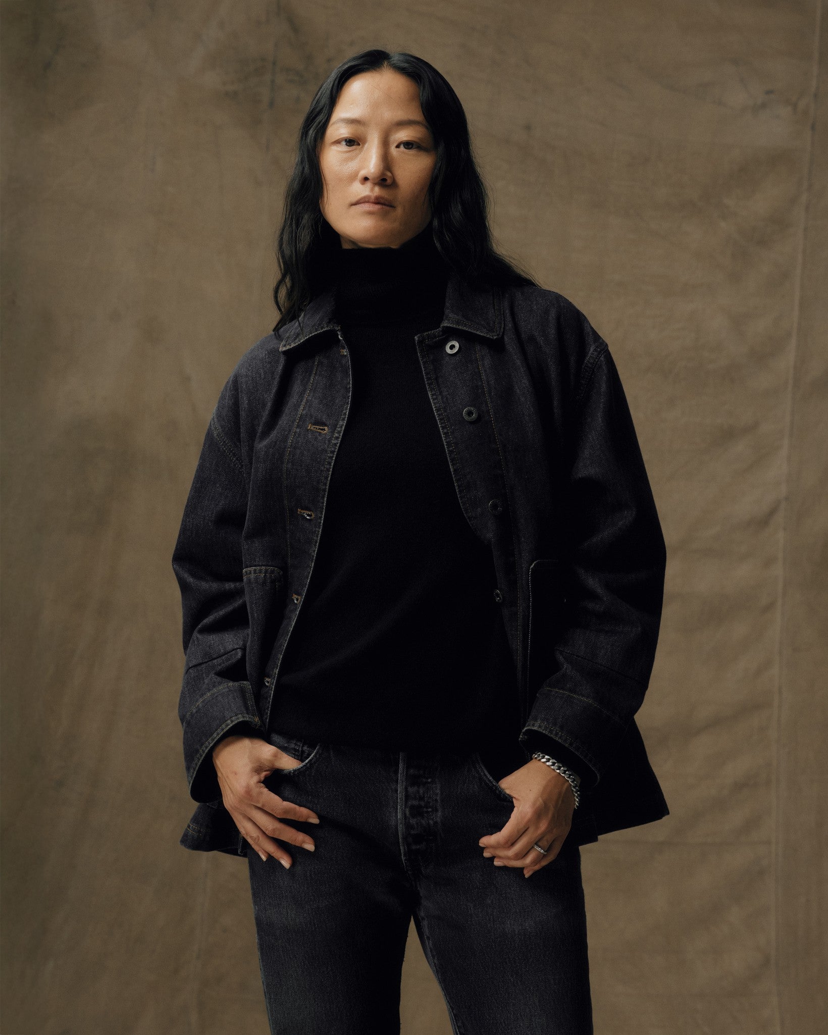 Women's Denim Barn Coat - Rinse Black