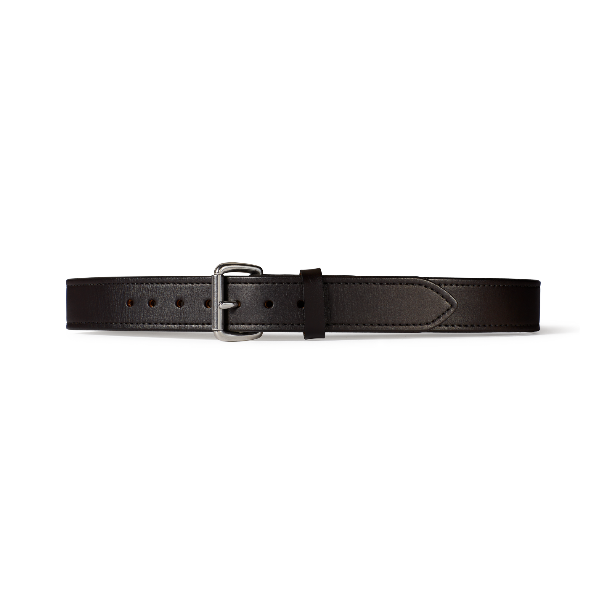 1.5" Double Bridle Leather Belt - Brown Leather/Stainless Steel